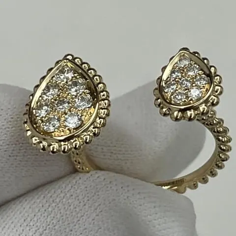Open Two-Pear Ring — Pavé Yellow Gold — view 1 of 2