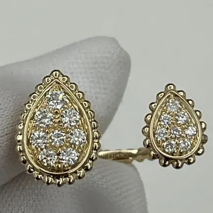 Open Two-Pear Ring — Pavé Yellow Gold — view 2 of 2