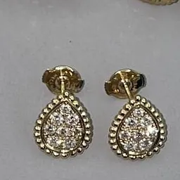 Pear Studs — Pavé Yellow Gold