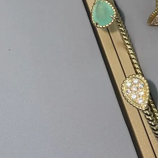 Four-Pear Wrap Bangle — Pavé & Green Stone, Yellow Gold — view 1 of 2