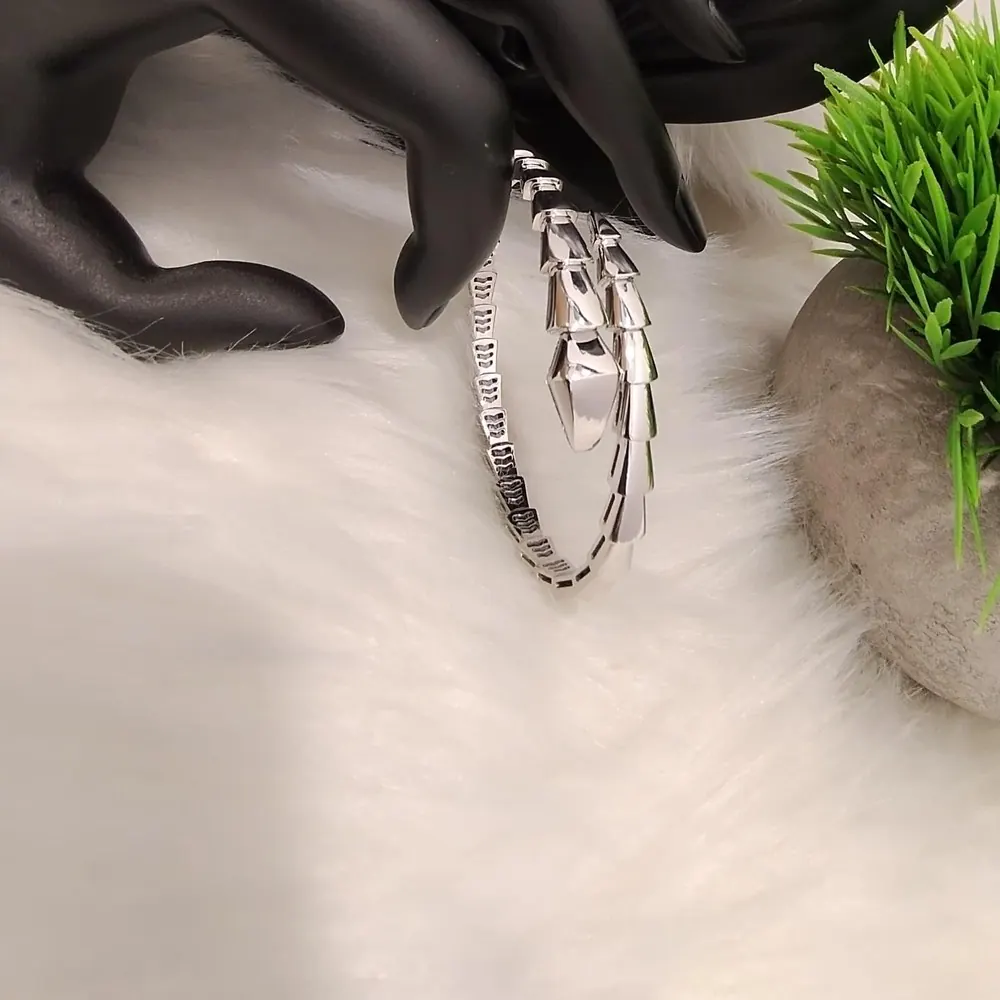 Serpent Wrap Bangle — White Gold