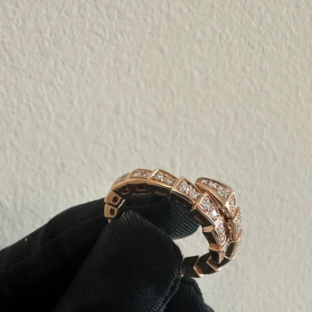 Pavé Serpent Wrap Ring — Rose Gold
