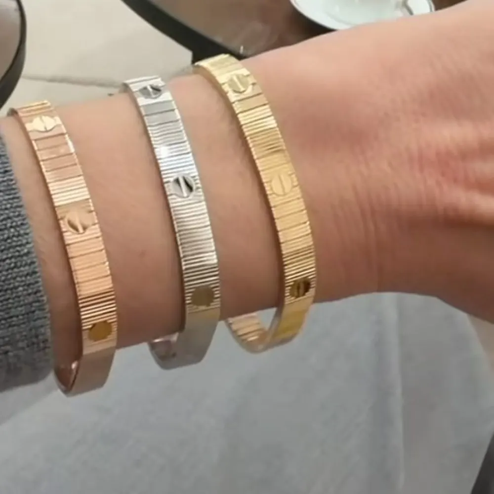 Fluted Screw Bangle — Three Golds — view 2 of 2