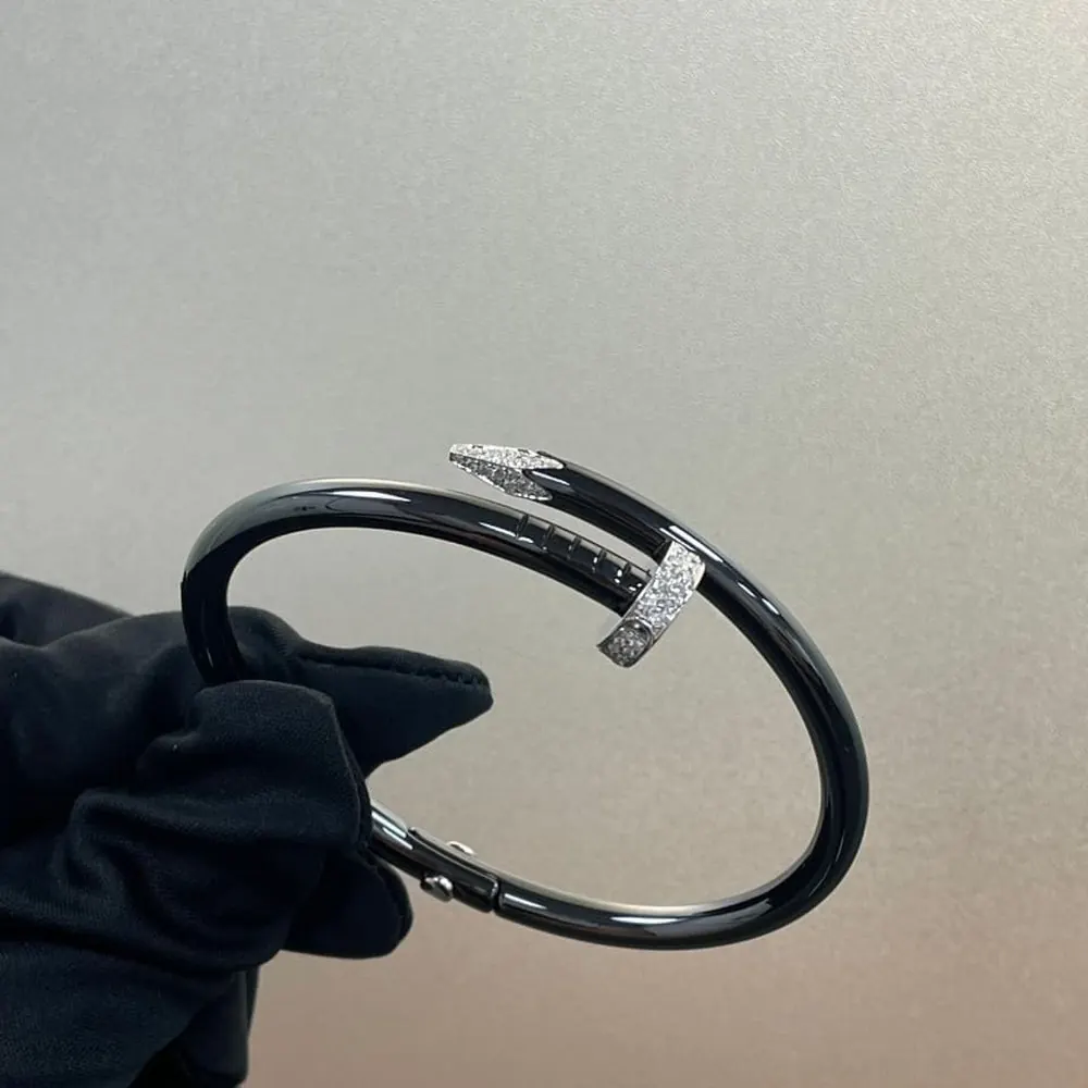 Nail Bangle — Black & Pavé