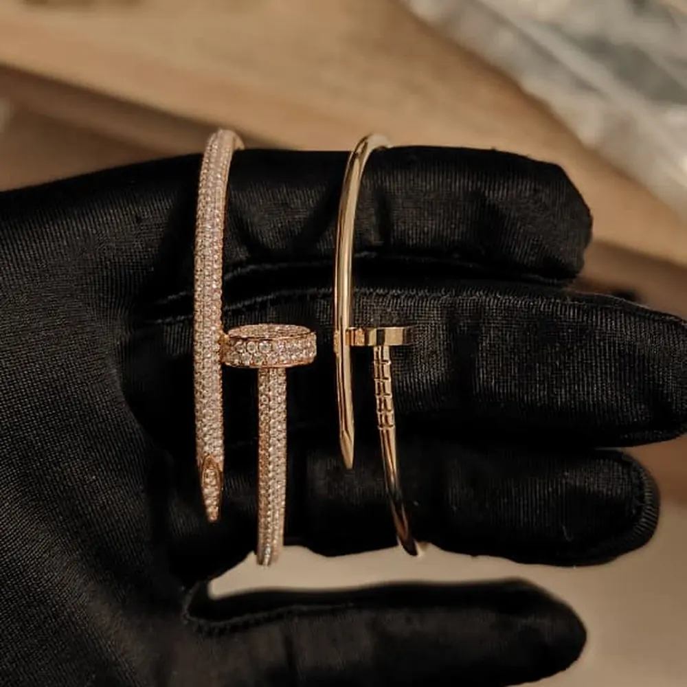 CR — Nail & screw bangles, stone-set