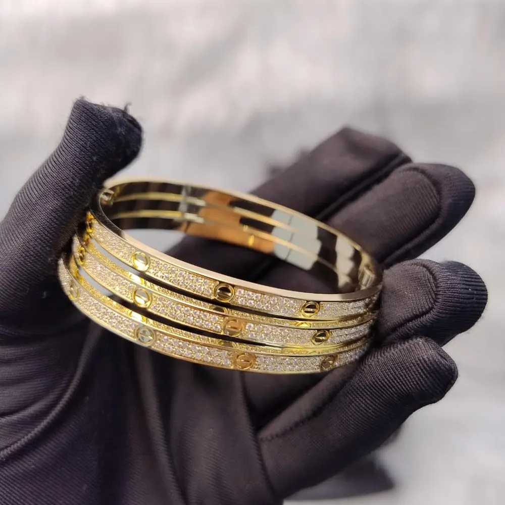 Screw Bangle — Pavé Gold