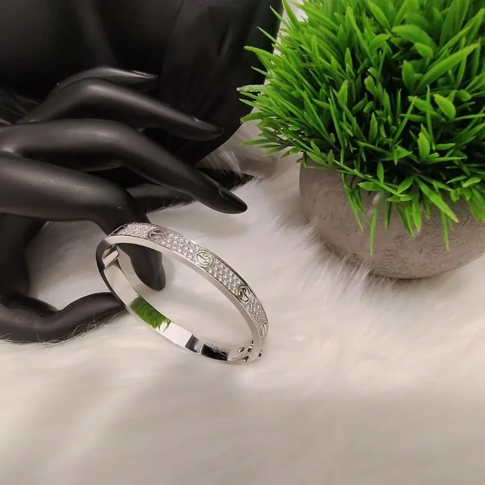Screw Bangle — Pavé White Gold — view 1 of 2