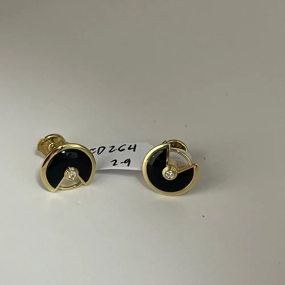 Disc Stud Earrings — Black Onyx
