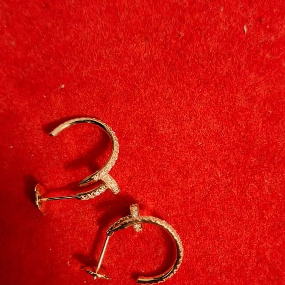 Pavé Nail Hoop Earrings — Yellow Gold — view 1 of 2