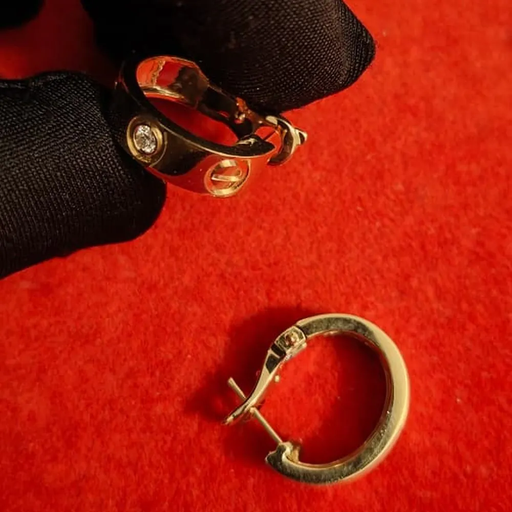 Screw Hoop Earrings — Yellow Gold — view 3 of 3