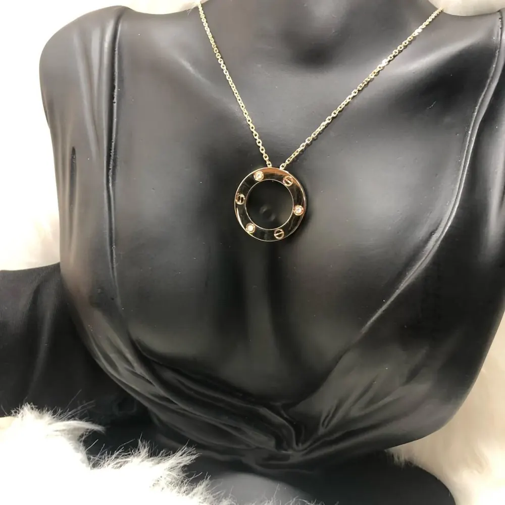 Screw Circle Pendant — Yellow Gold