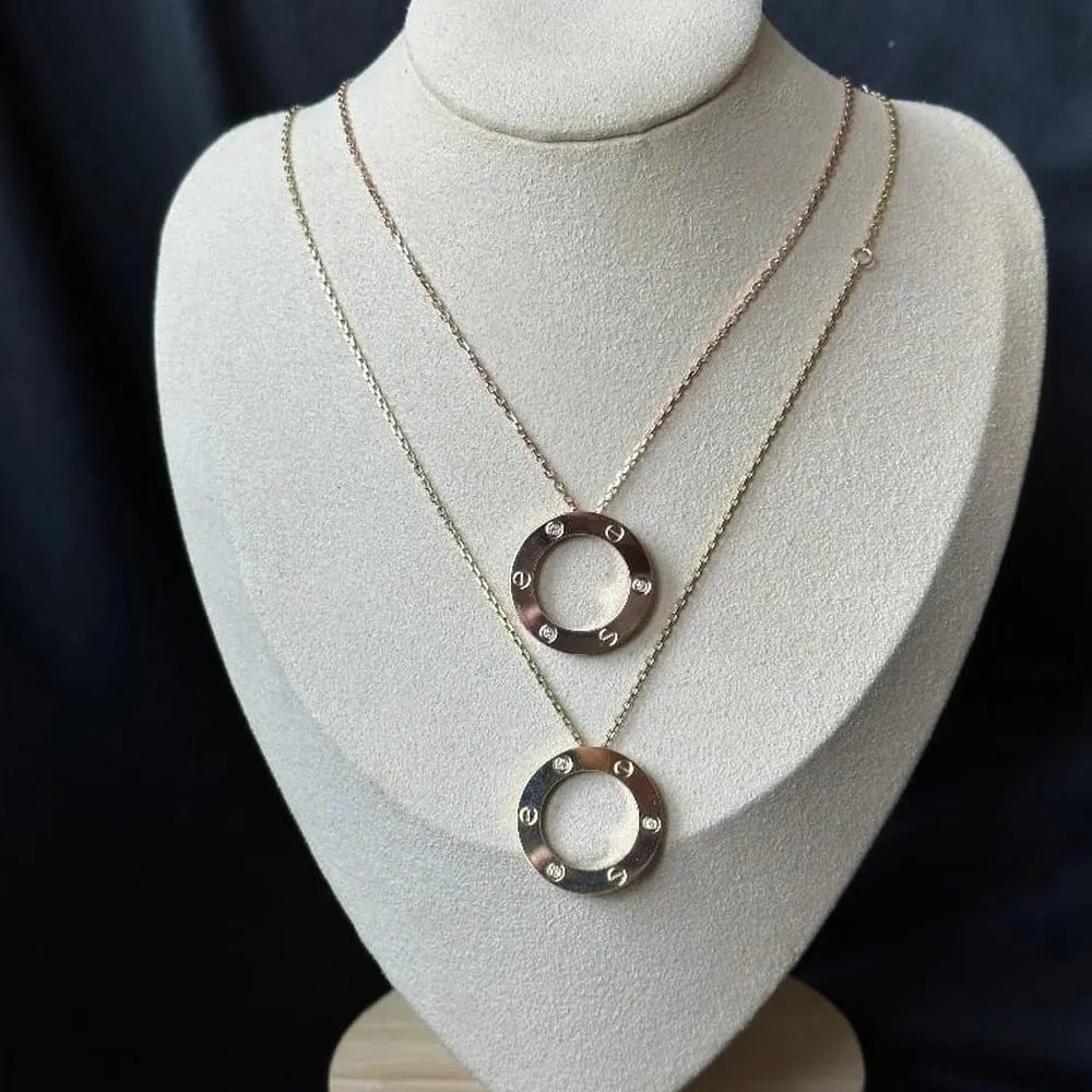 Screw Circle Pendant — Rose & Yellow Gold