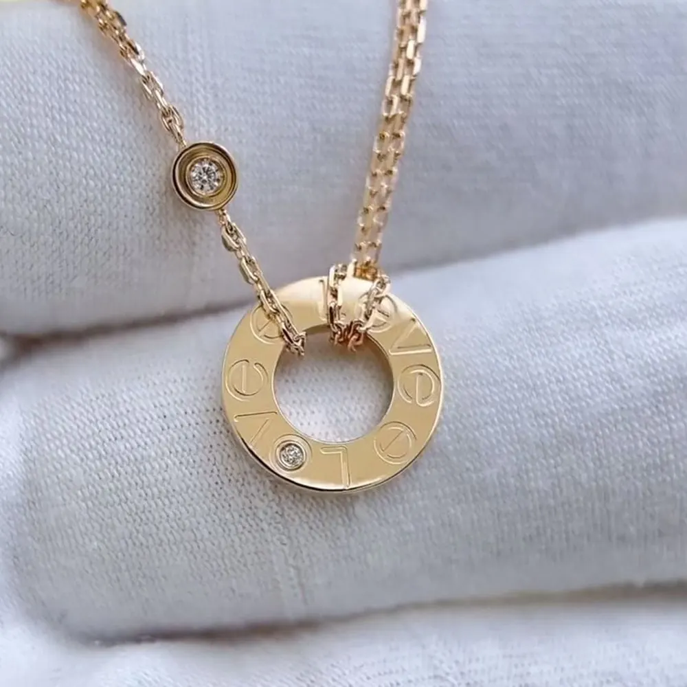 Engraved Circle Necklace — Yellow Gold — view 1 of 2