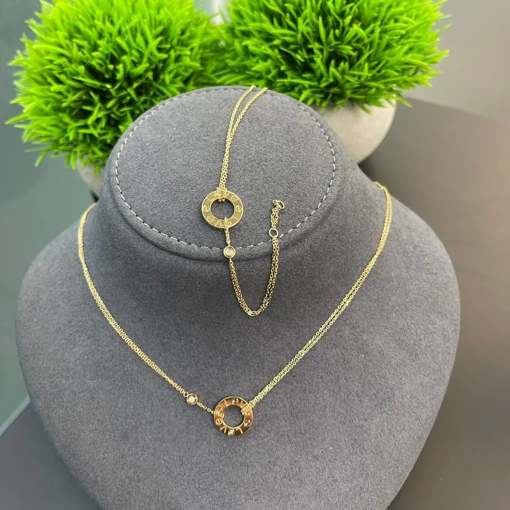 Engraved Circle Necklace — Yellow Gold — view 2 of 2