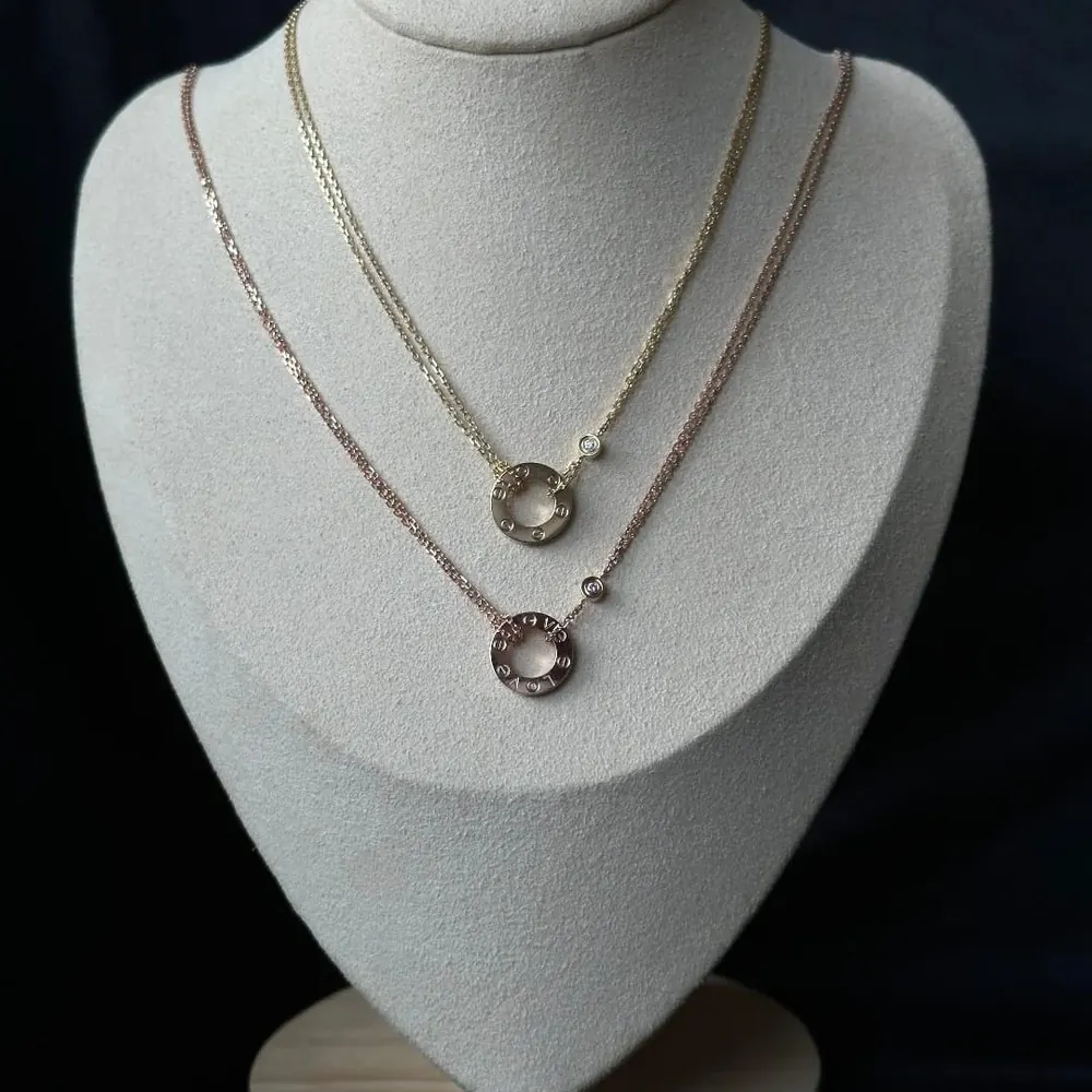 Engraved Circle Necklace — Rose & Yellow Gold