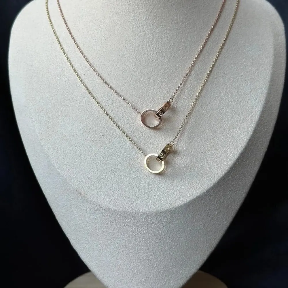 Interlocking Rings Pendant — Pavé, Rose & Yellow Gold