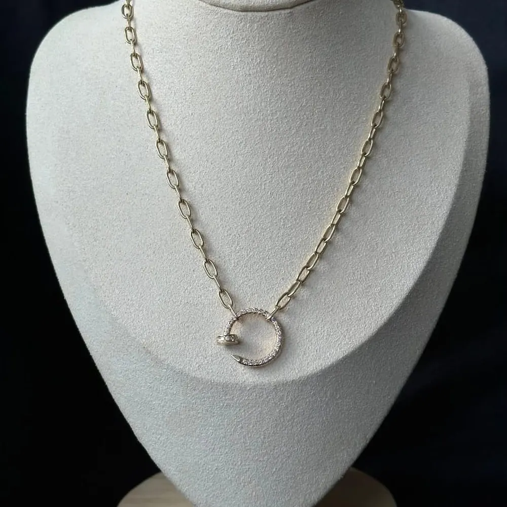 Pavé Nail on Link Chain — Yellow Gold