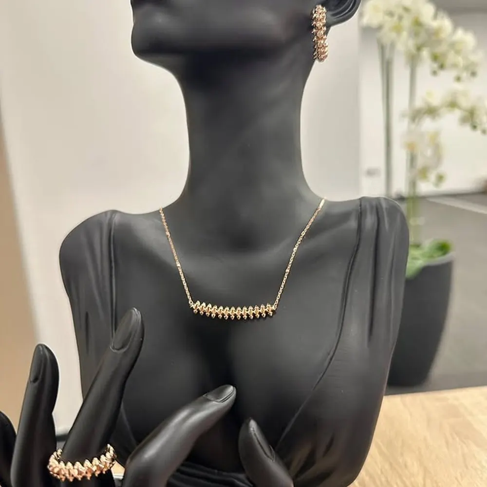 Spiked Bar Necklace — Rose Gold