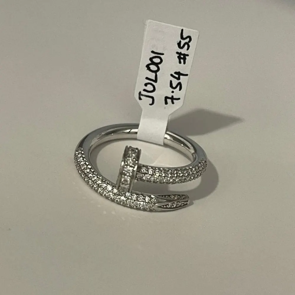 Full Pavé Nail Ring — White Gold