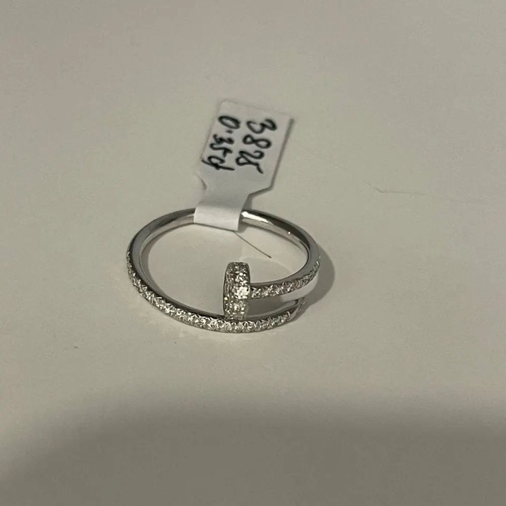 Slim Pavé Nail Ring — White Gold