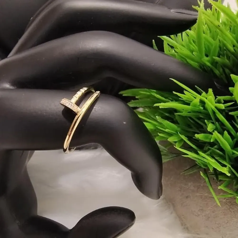 Slim Nail Ring — Yellow Gold, Pavé Head — view 2 of 2