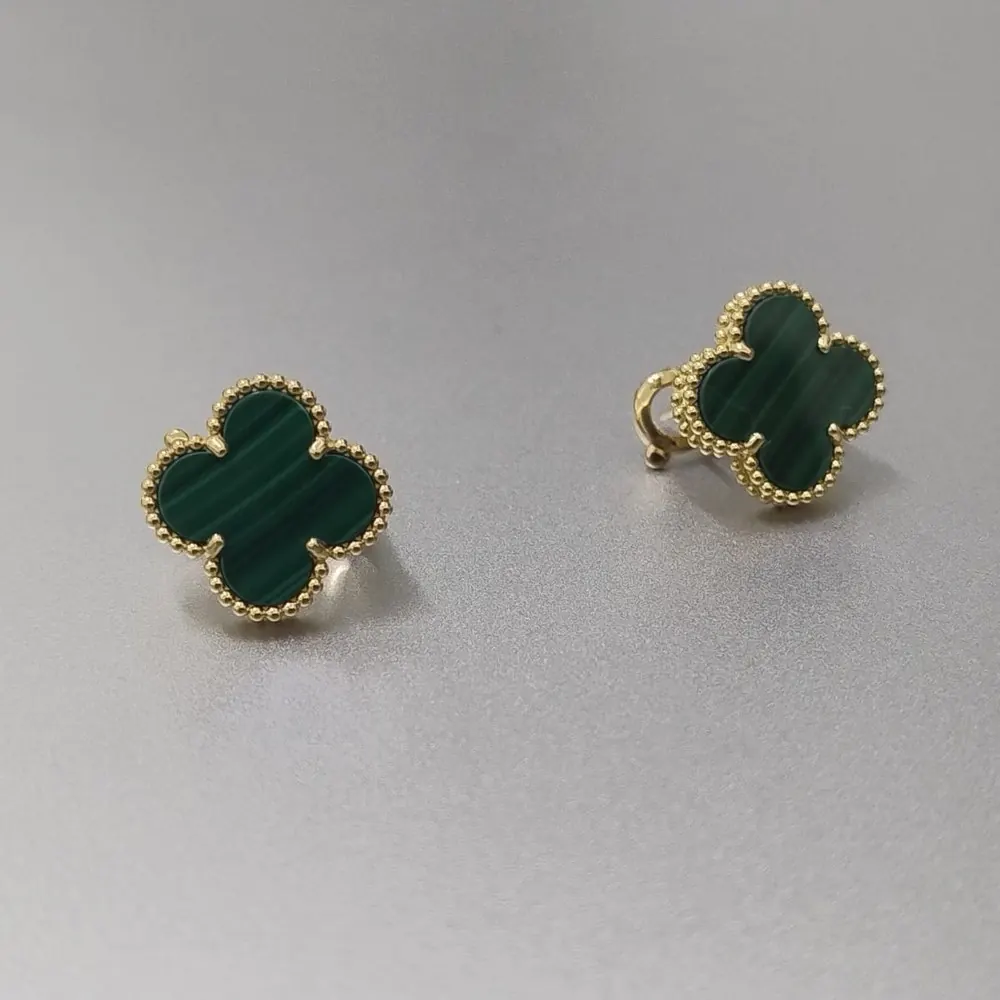 Clover Stud Earrings — Malachite — view 2 of 2