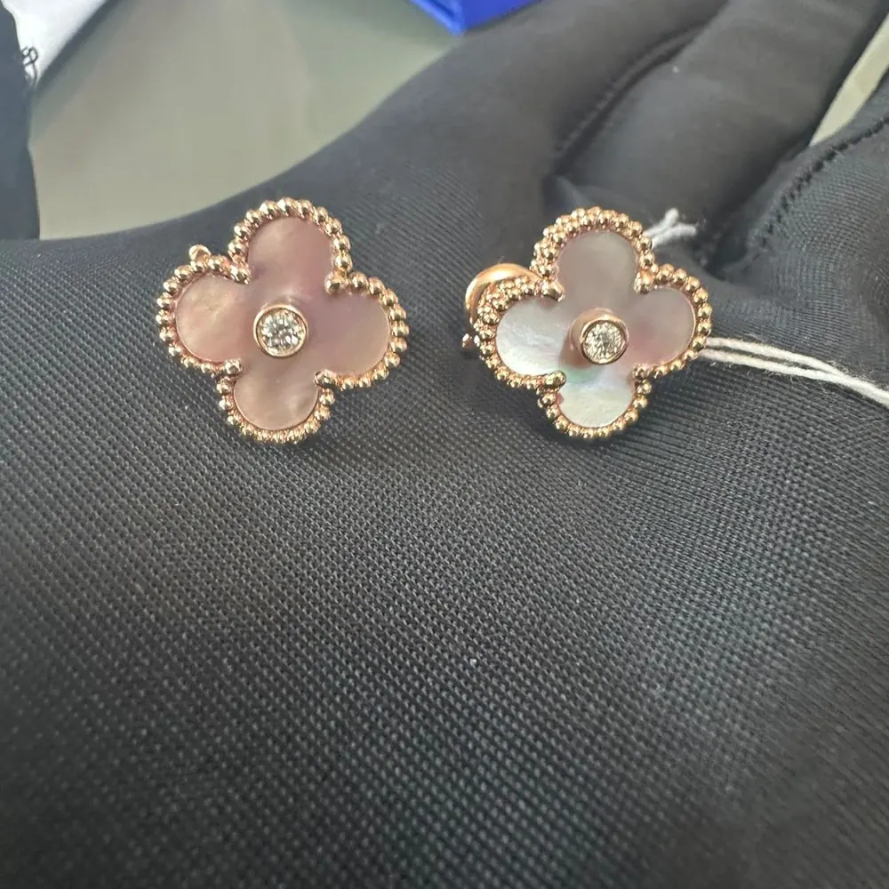 Clover Stud Earrings — Pink Mother of Pearl