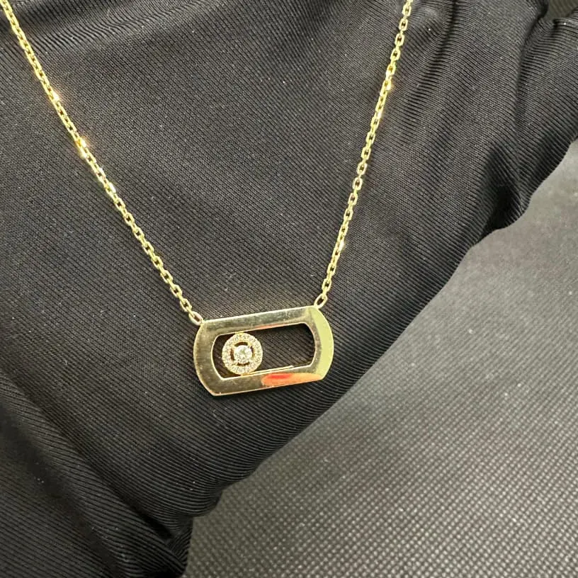 Halo Slider Necklace — Polished Yellow Gold — view 1 of 2