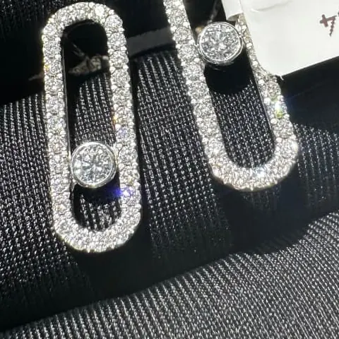 Long Solo Slider Studs — Pavé White Gold