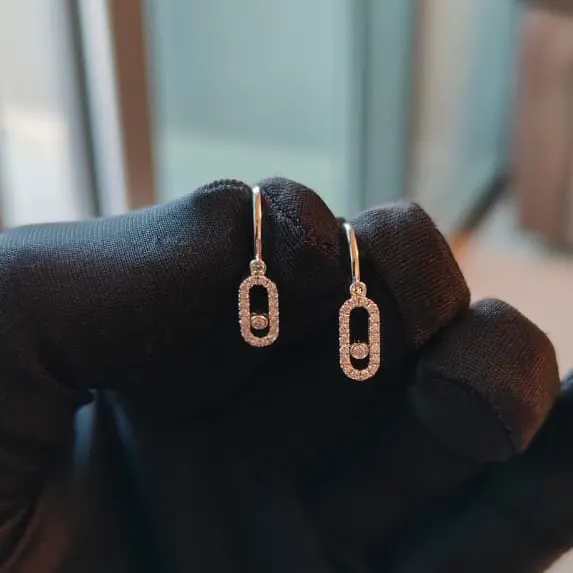 Mini Slider Hook Earrings — Pavé Rose Gold