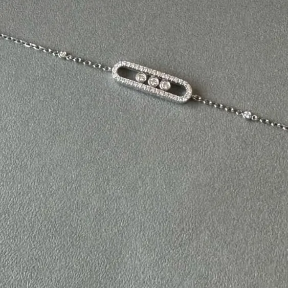 Three-Stone Slider Bracelet — Pavé White Gold