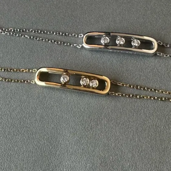 Three-Stone Slider Bracelet — Polished White & Yellow Gold