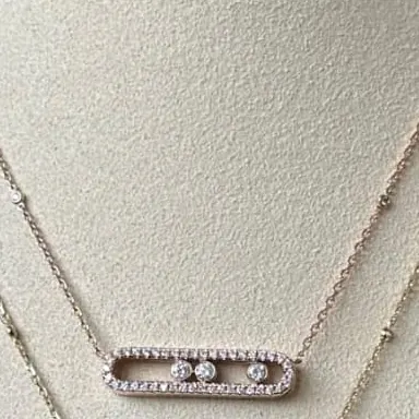 Three-Stone Slider Necklace — Pavé Rose Gold — view 1 of 2
