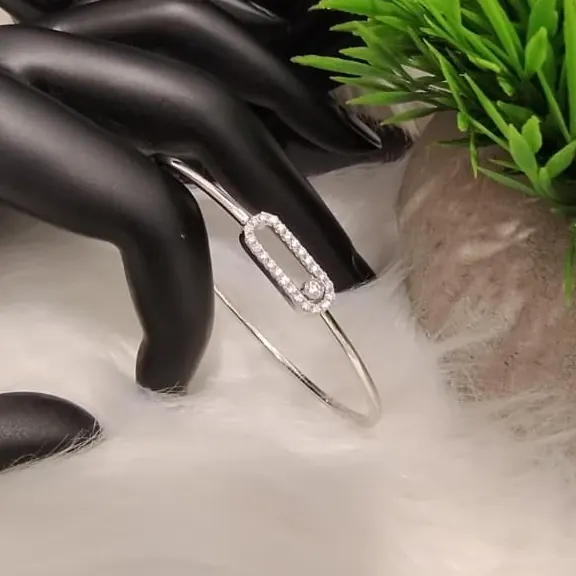 Slider Wire Bangle — Pavé White Gold — view 1 of 2
