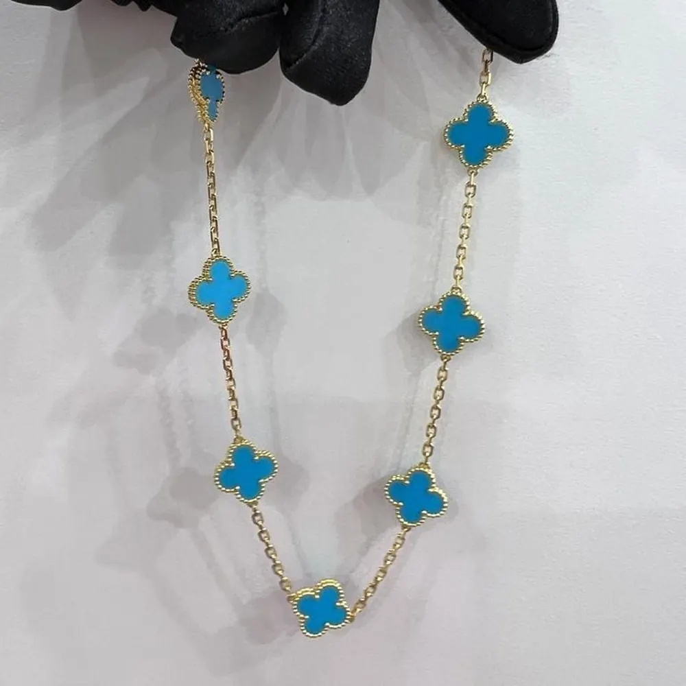 Clover Necklace 10 Motif — Turquoise