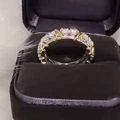 Cross-Stitch Stone Band — Yellow & White Gold