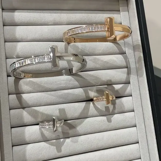 TF — T-bar bangles in baguette stones