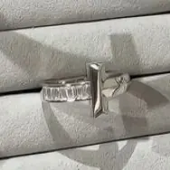 T-Bar Baguette Ring — White Gold — view 1 of 2